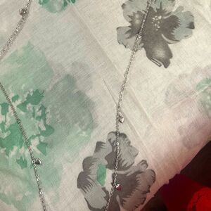 Sarah Covertly jewelry  long silver necklace/hearts